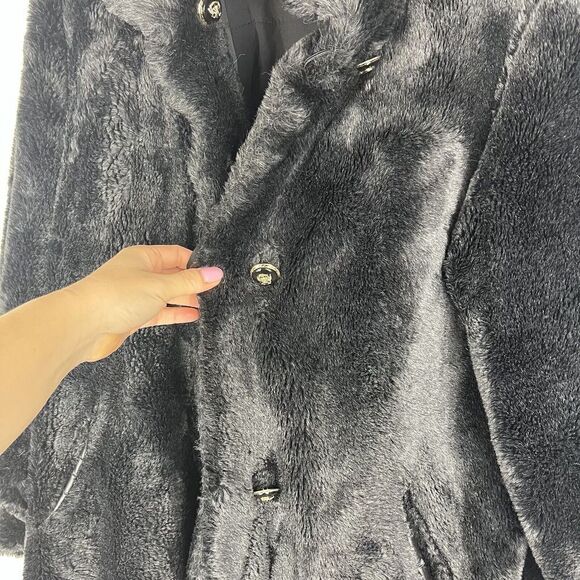 St. John Coat Collection Black Faux Fur Jacket XS - Picture 12 of 13